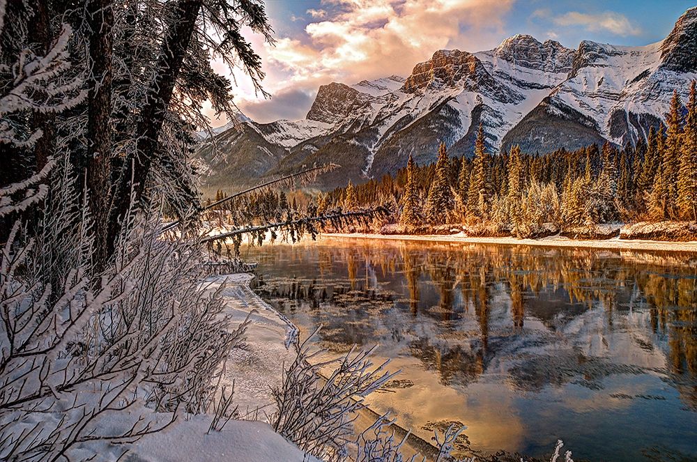 Bow river makes its icy way through Canmore-Canada art print by Steve Mohlenkamp for $57.95 CAD